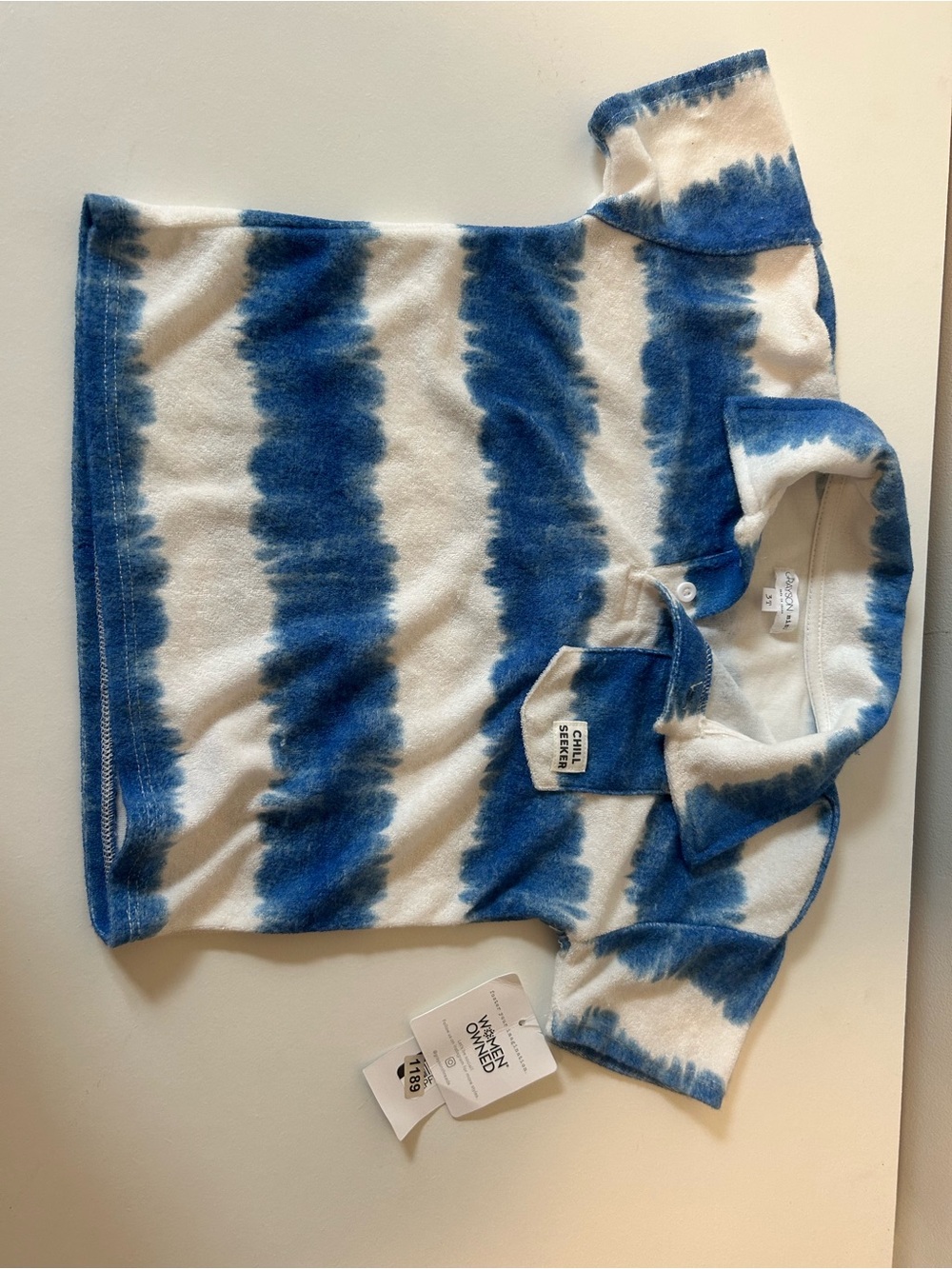 Kids Blue & White Tie-Dye Polo Top